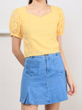 Charm Eyelet Sleeve Blouse - Yellow
